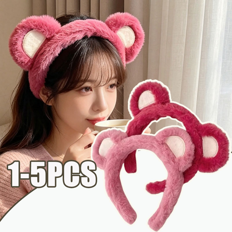 1-5PCS Cute Strawberry Bear Pl - Winter Headband Fleece review and price