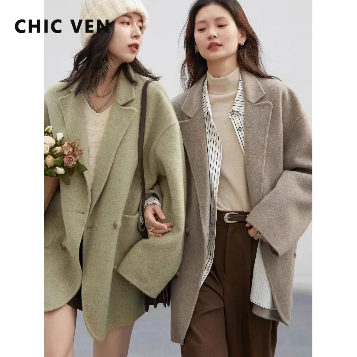 CHIC VEN Women's Woolen Coats  - Wool Coat Peacoat review and price