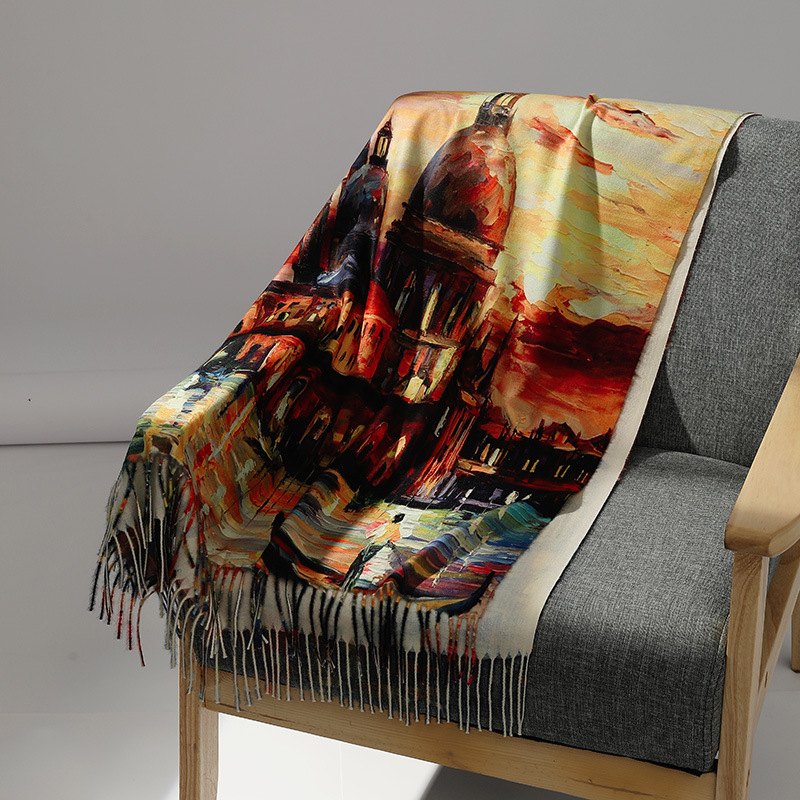 Luxury Brand Oil Painting Cash - Shawl Wrap Winter review and price
